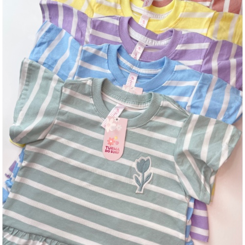 T-SHIRT BATA LISTRADA MENINA