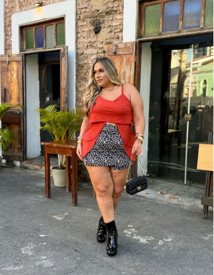 Short saia animal print 