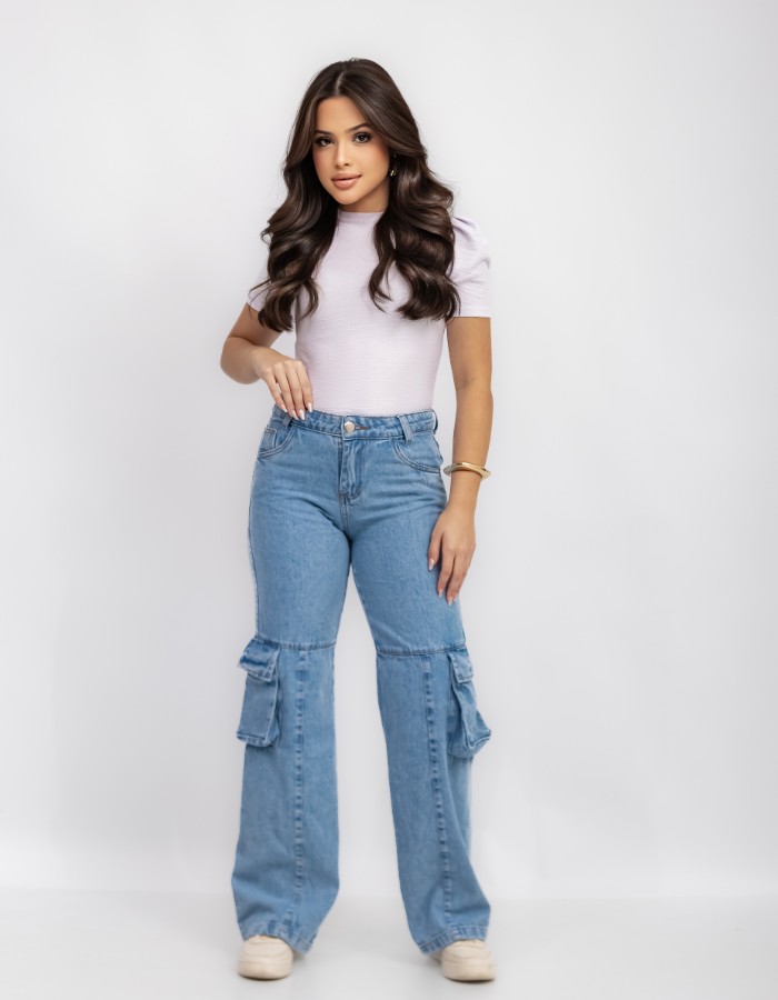 CALÇA WIDE LEG BOLSO SANFONA COSTURA NO MEIO