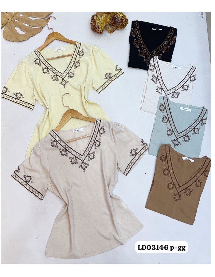 BLUSA TECIDO CREPE SEDA BORDADA