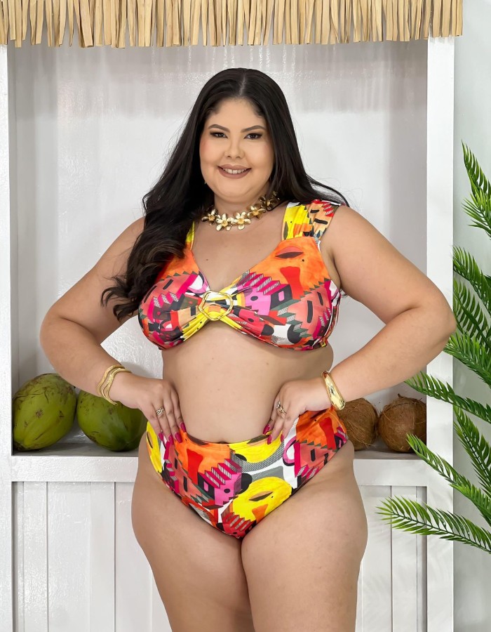 Biquíni alça larga franzida