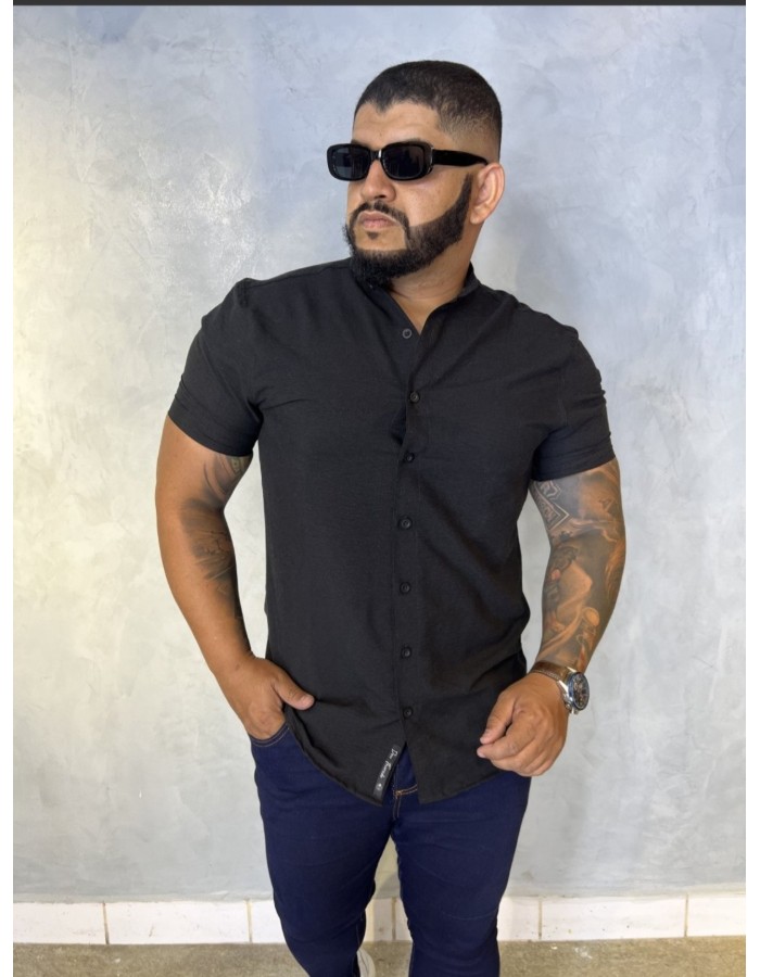 Camisa Gola Padre Com Camurça