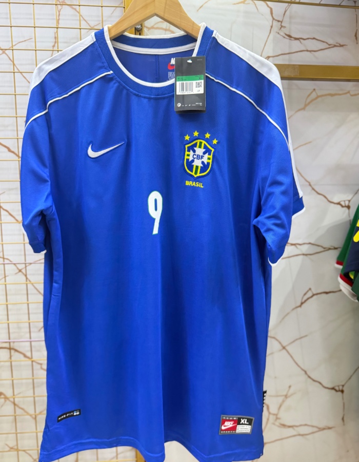 Retro Brasil II Camisa De Futebo 1998 azul
