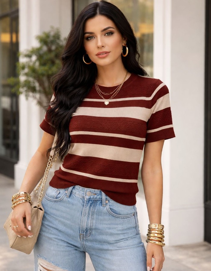 Blusa Modal Listras Detalhe