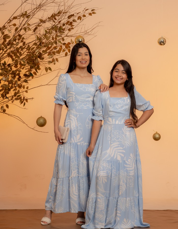 VESTIDO LONGO MANGA CURTA (TEC. VISCOLINHO)