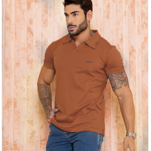 Camisa polo v suedine