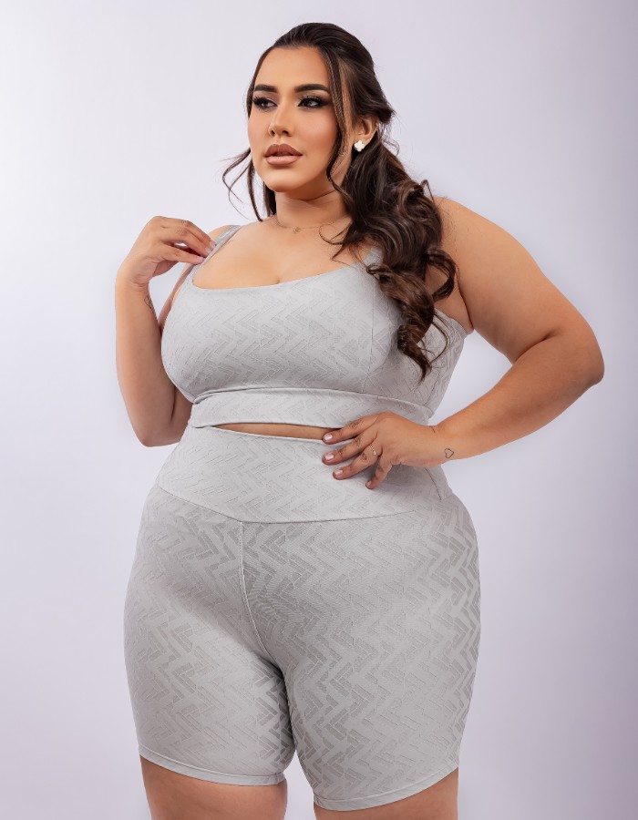 CONJUNTO SHORT JACQUARD PRISMA COM TOP DE ALÇA LARGA