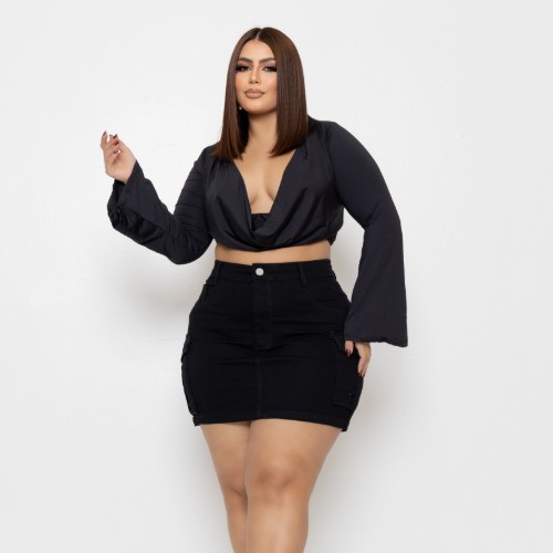 MINI SAIA BOLSO CARGO PRETA