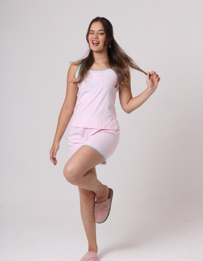 SHORT DOLL ALÇA ROSA BEBE 