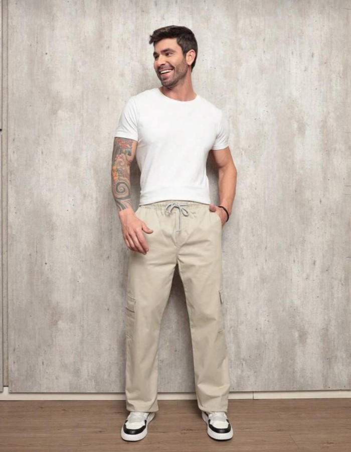 CALÇA CARGO MASCULINA DE COR