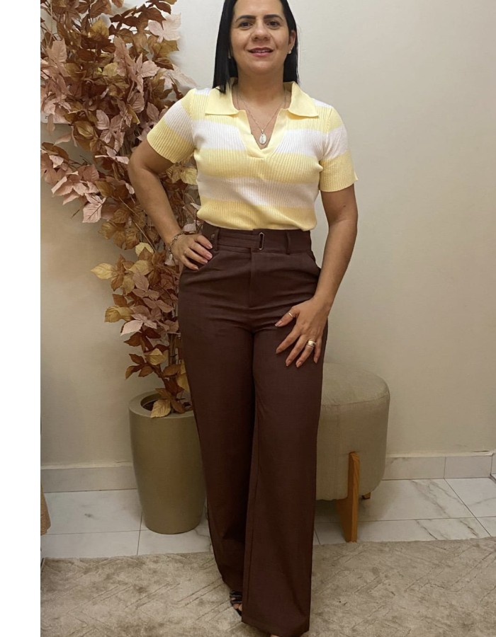 Calça Pantalona Alfaiataria C/ Elastano