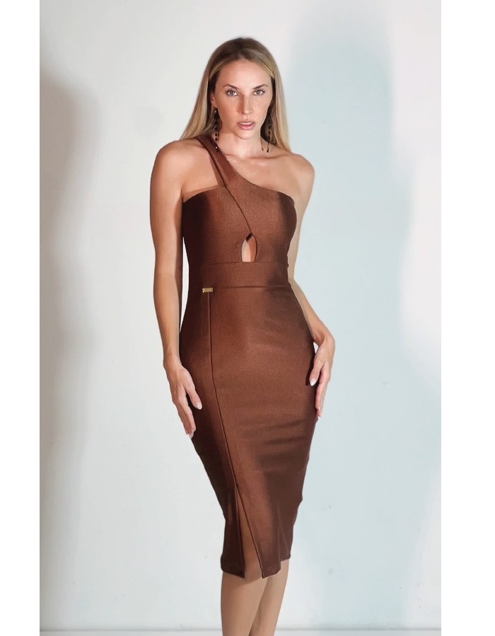 VESTIDO MALHA ROSSETI MIDI COM UMA ALÇA UNICA