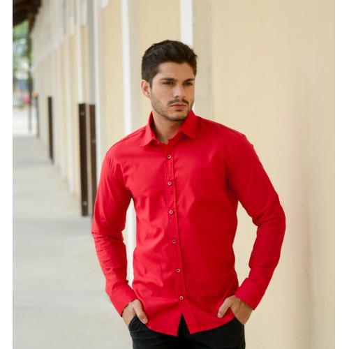 CAMISA MANGA LONGA LINHO GOLA TRADICIONAL 