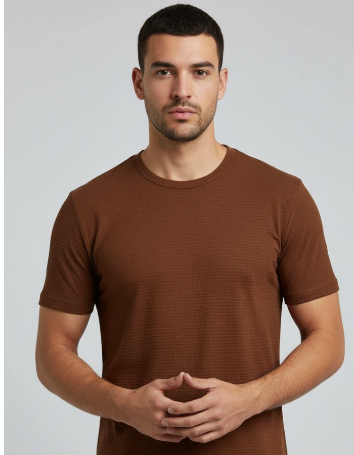 GOLA CARECA TEXTURIZADA LINTON SOLID COM GOLA DE TECIDO
