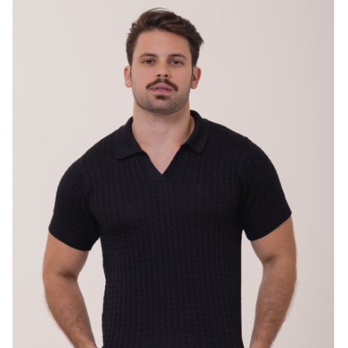 CAMISA GOLA V TRICOR PUNHO E GOLA