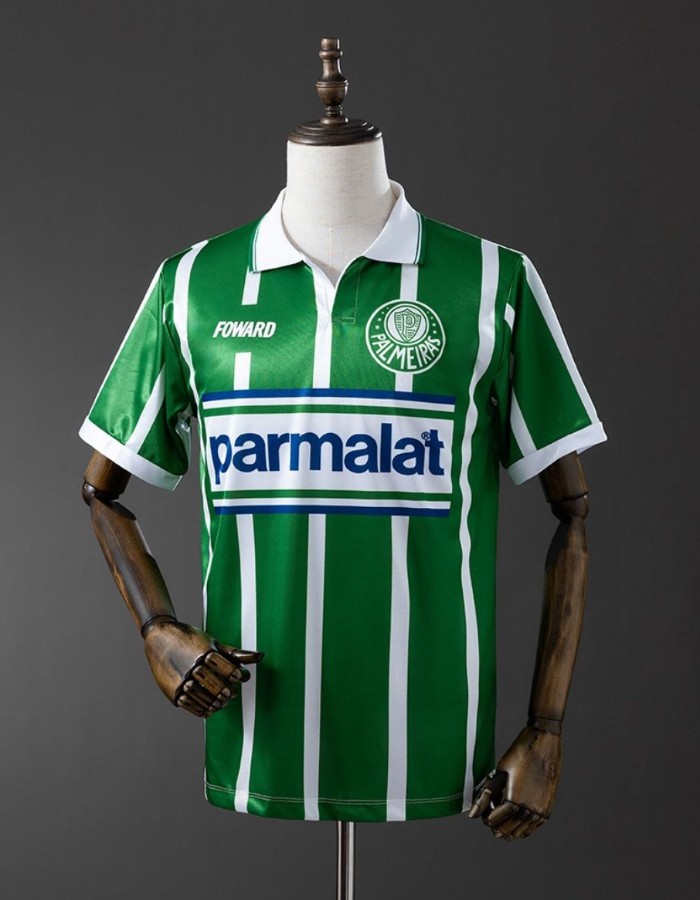 Camisa Retrô Palmeiras I 1993 - Masculina Foward - Verde com listras em branco