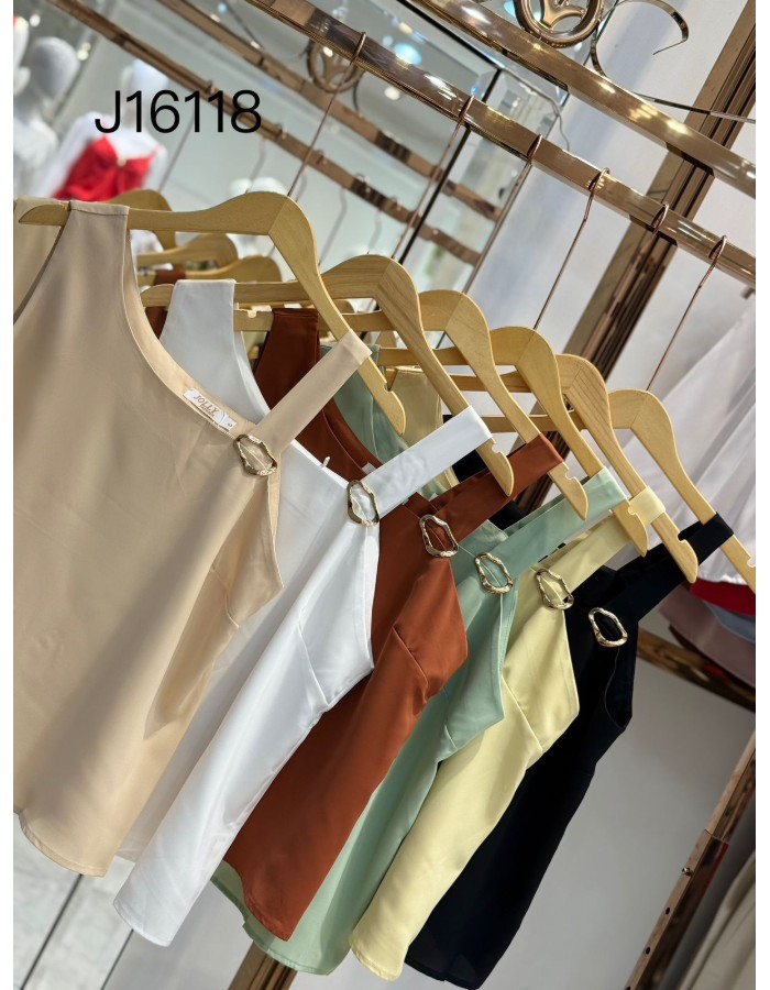 Blusa Crepe Seda C/Fivela Em Um Obmro