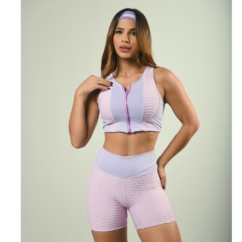 CONJUNTO SHORT JACQUARD STREET TOP COM ZIPER