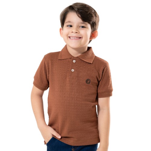 CAMISA INFANTIL GOLA POLO TEXTURA QUADRICULADA