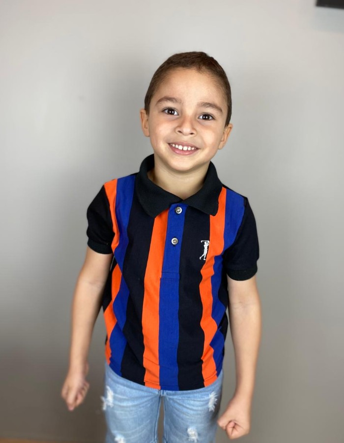 POLO LISTRADA INFANTIL EM CORES VARIADAS