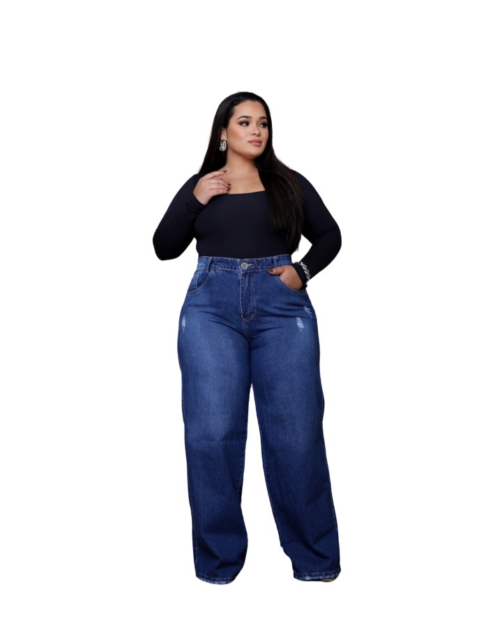 WIDE LEG PLUS SIZE C/ DESTROYED