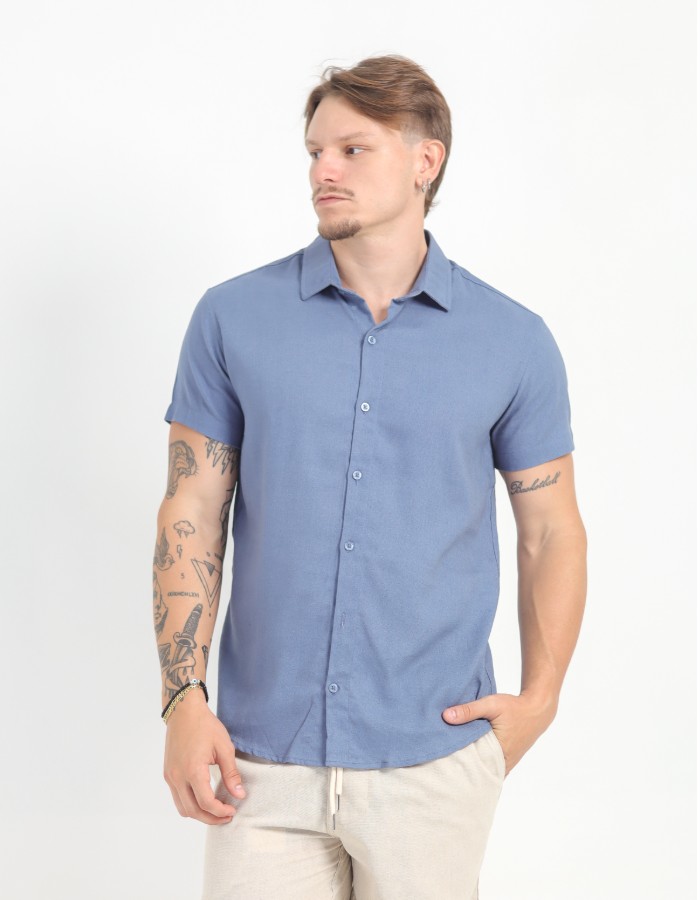 Camisa de Botão em Linho