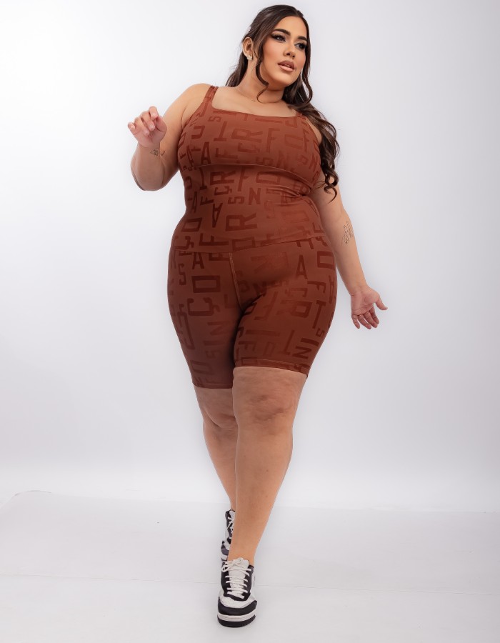 MACAQUITO JACQUARD LUIZA COM TOP DE ALÇA LARGA