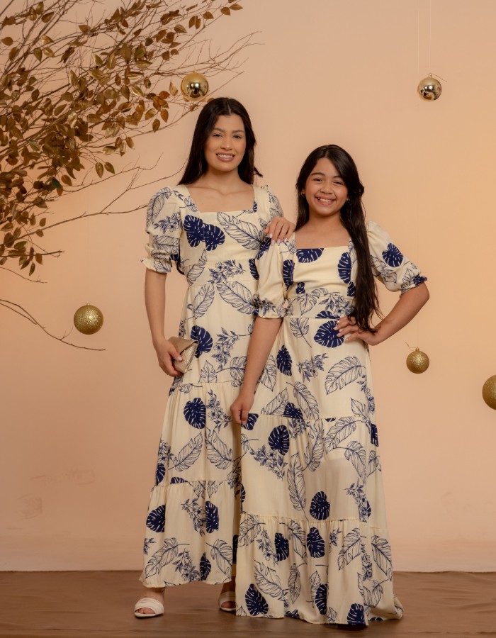 VESTIDO LONGO MANGA CURTA (TEC. VISCOLINHO)