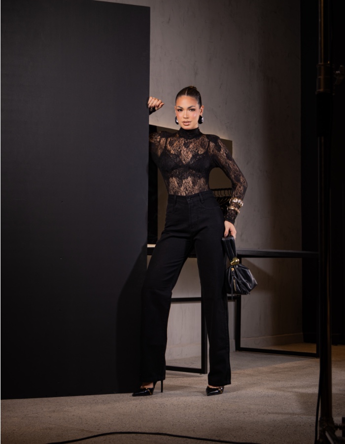 Calça wide leg preta