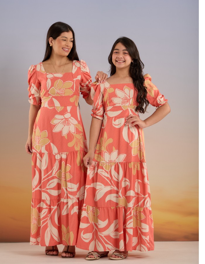 VESTIDO LONGO MANGA CURTA (TEC. VISCOLINHO)