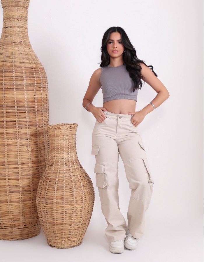 CALÇA BEGE CARGO JUVENIL(DESGRADEADA)