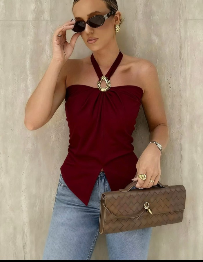 BLUSA ALFAIATARIA C/ DETALHE DE FIVELA