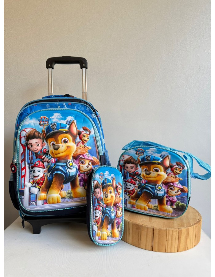 Kit Mochila escolar com carrinho