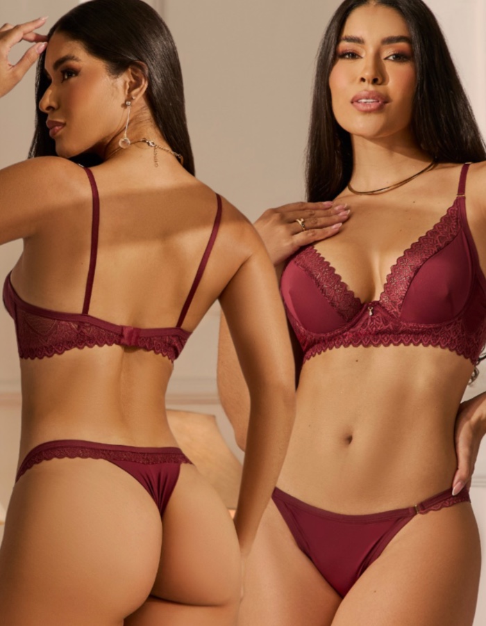 Conjunto sem bojo com renda Ref:3333