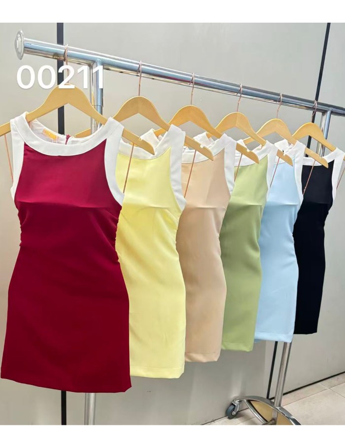 VESTIDO BICOLOR TECIDO ALFAIATARIA