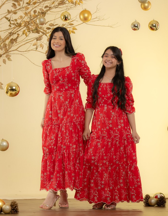 VESTIDO LONGO ( TEC. CAMBRAIA BORBADO 100% ALGODÃO)