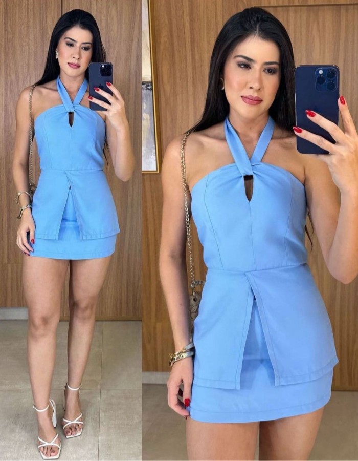 CONJUNTO SHORT SAIA COM BLUSA COM BOJO 