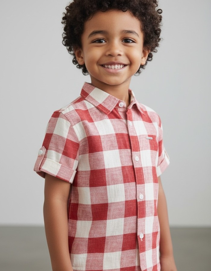 COLEÇÃO DOMINGUINHOS - Camisa Xadrez em Linho