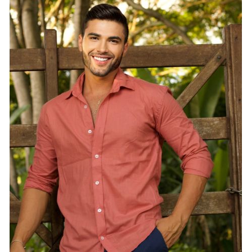 Camisa manga longa linho gola tradicional 