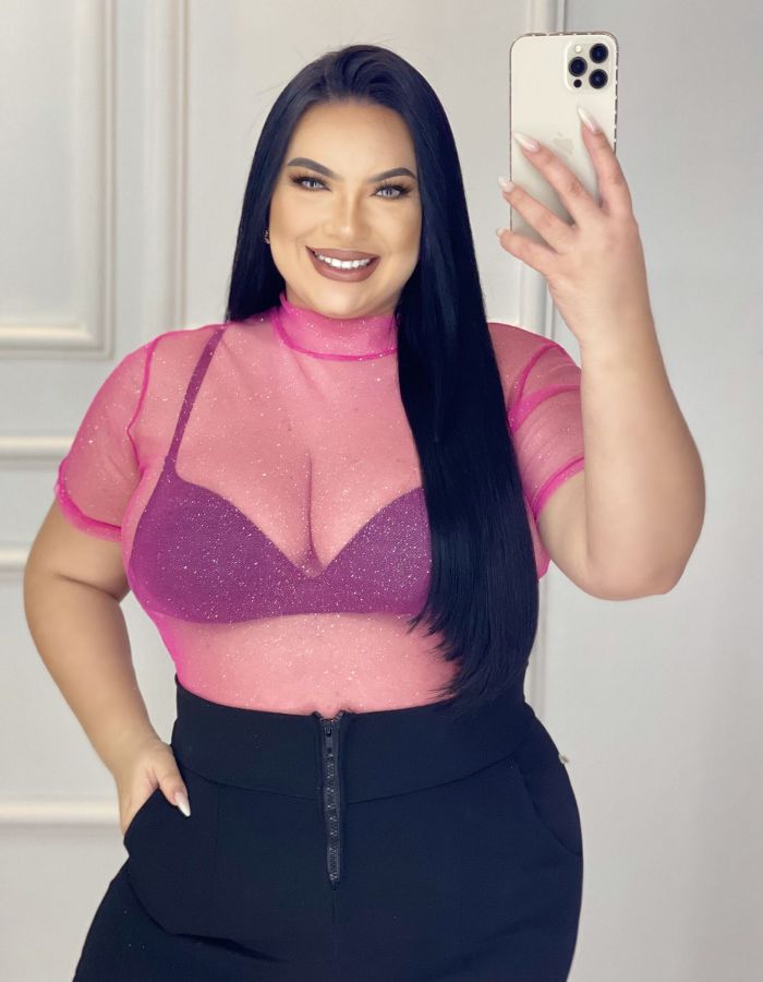 bl tule manga curta gola alta