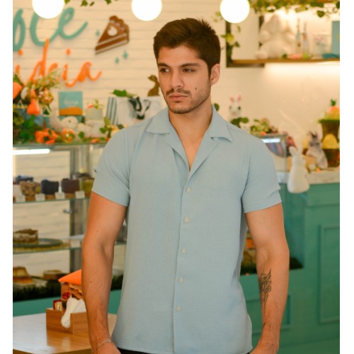 CAMISA GOLA CUBANA MALHA JACQUARD 