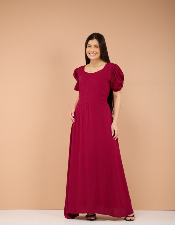 VESTIDO LONGO SAIA GODÊ( TEC. VISCOLINHO )