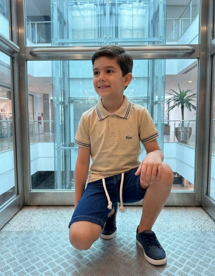 CONJUNTO DE GOLA POLO COTTON LACOSTE E SHORT JEANS LACOSTE