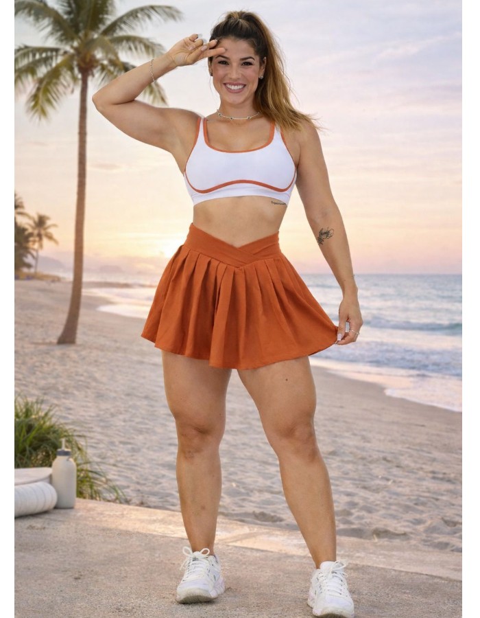 CONJUNTO DE SHORT SAIA TOP FRISO ( SOLICITAR CORES )