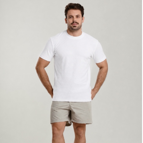 CAMISA GOLA CARECA TEXTURIZADA CANELADA 