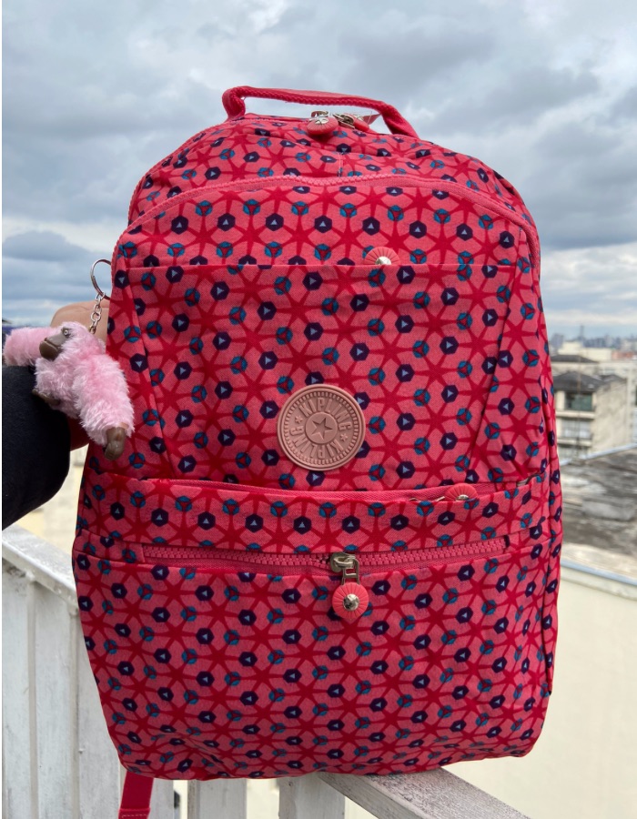 Mochila Kipling Estampada 3 Zíper na Frente