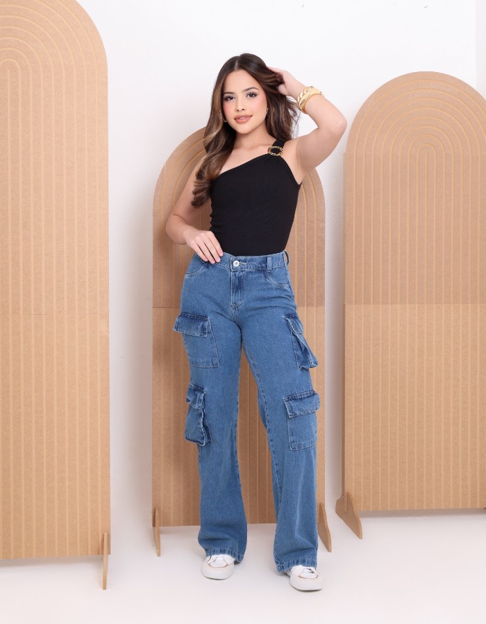 CALÇA WIDE LEG CARGO BOLSOS FOFO
