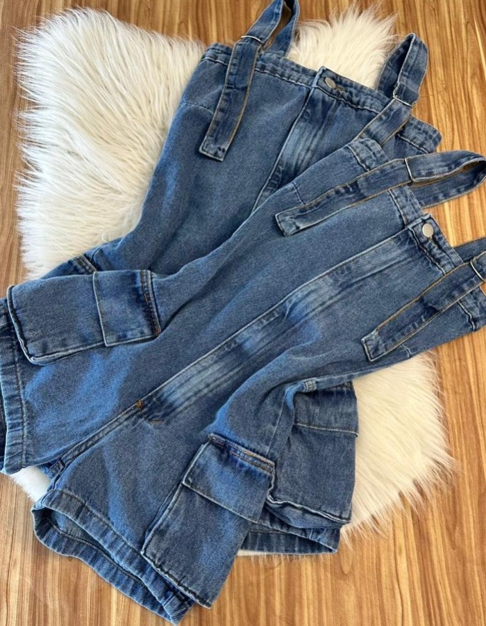 MACACÃO DE SHORT BOLSOS CARGO SEM FIVELA(AVULSA)