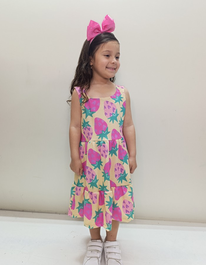 Vestido Juju morango malha Marisol algodão 