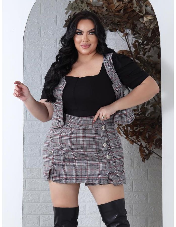 Short sai 2 fendas c/ botões (XADREZ VÁRIADOS)